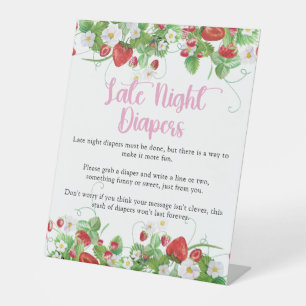 Late Night Diapers Strawberry Berry Sweet Pedestal Sign