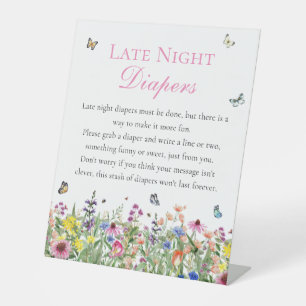 Late Night Diapers Summer Wildflowers Pedestal Sign