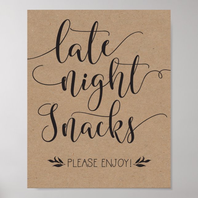 Late Night Snacks Favour Sign (Front)