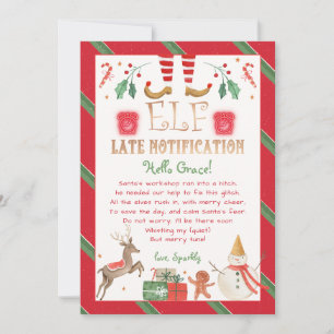 Late Notice from Elf Late Notify Personalize Invitation