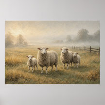 Late Pasture Flock Sheep Painting