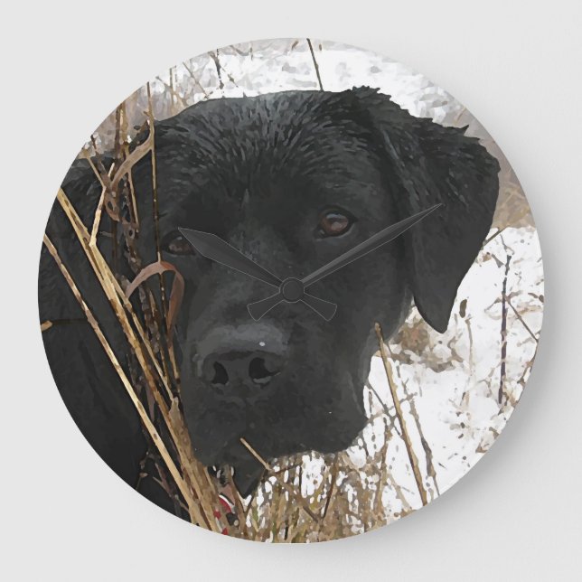 Late Season Hunt - Black Lab - Labrador Large Clock (Front)
