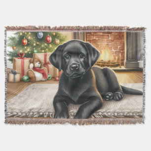 Late Season Hunt - Black Lab - Labrador Throw Blanket