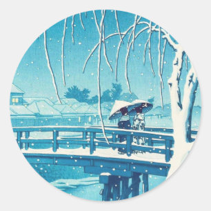 Late Snow Along Edo River hasui kawase winter art Classic Round Sticker
