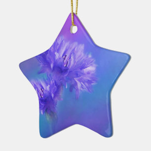 Late Summer Flower flora Blue Purple Cornflower Ceramic Ornament