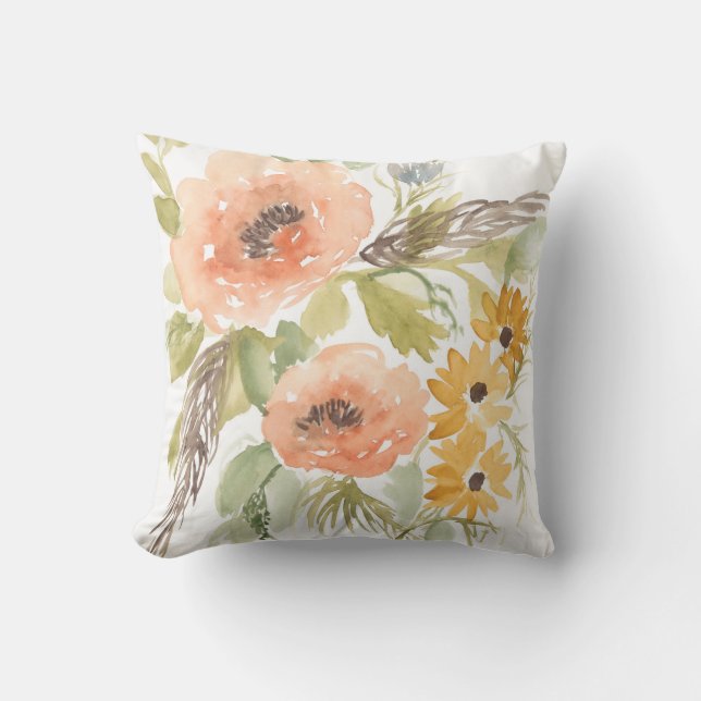 Late Summer Flowers I Throw Pillow (Front)