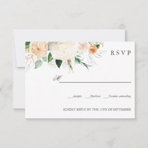 Late summer Orange Botanical WEDDING RSVP  Card