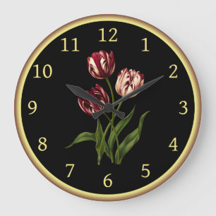 Late Tulip 001 ~ Botanical Art ~  Large Clock