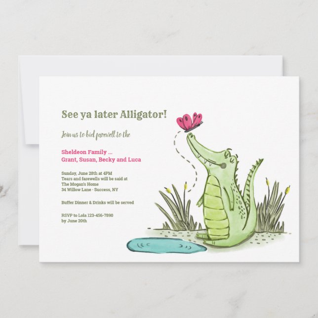 Later Alligator Going Away Party Invitation (Front)