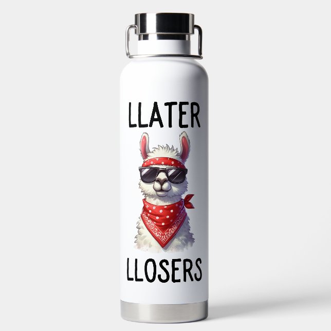 LATER LOSERS LLAMA WITH SUNGLASSES WATER BOTTLE (Back)