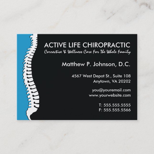 Lateral Spine (Blue) Chiropractor Oversized Business Card (Front)