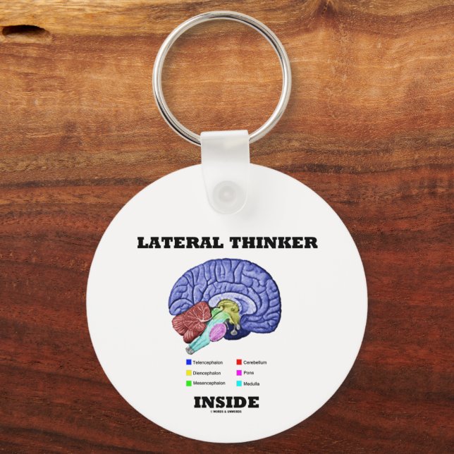 Lateral Thinker Inside Brain Geek Humour Keychain (Front)