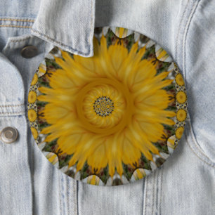 Latest African Traditional Sun Flower Art Print 6 Inch Round Button