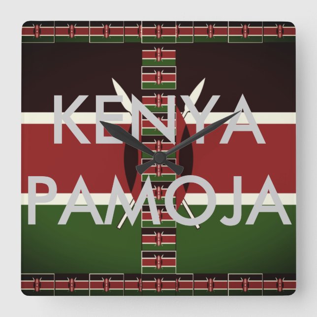 Latest Beautiful Kenya Pamoja  Square Wall Clock (Front)