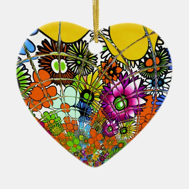 Latest Colourful Amazing Floral Pattern Design Art Ceramic Ornament (Front)