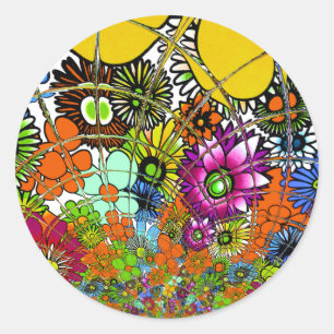 Latest Colourful Amazing Floral Pattern Design Art Classic Round Sticker