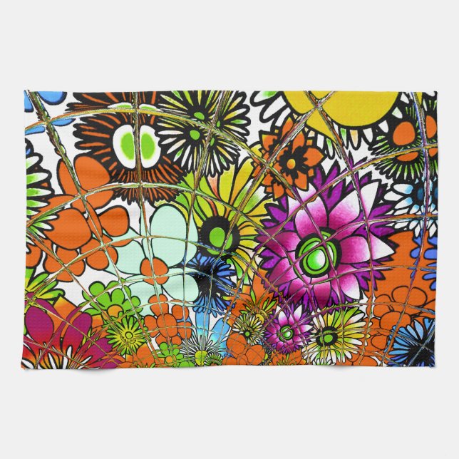 Latest Colourful Amazing Floral Pattern Design Art Kitchen Towel (Horizontal)