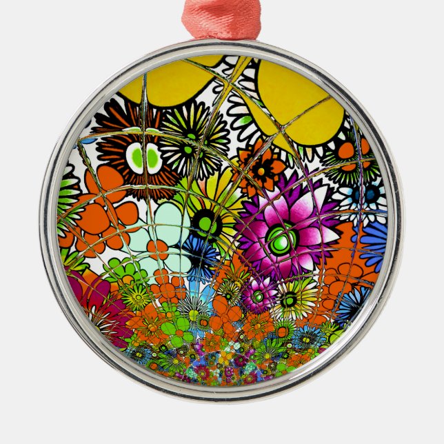 Latest Colourful Amazing Floral Pattern Design Art Metal Ornament (Front)