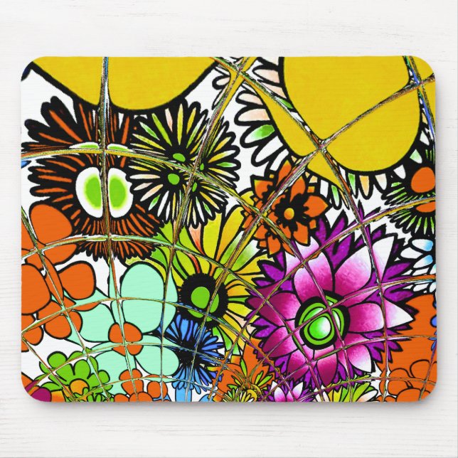 Latest Colourful Amazing Floral Pattern Design Art Mouse Pad (Front)