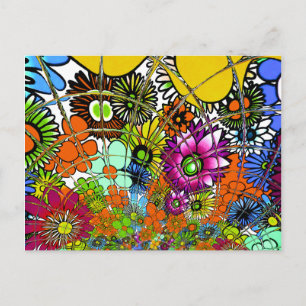 Latest Colourful Amazing Floral Pattern Design Art Postcard