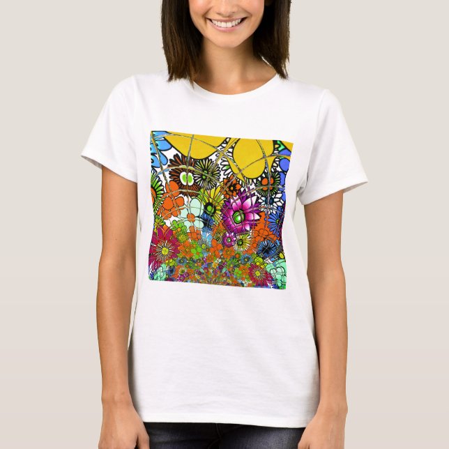 Latest Colourful Amazing Floral Pattern Design Art T-Shirt (Front)
