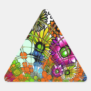 Latest Colourful Amazing Floral Pattern Design Art Triangle Sticker