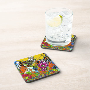 Latest colourful amazing floral pattern design coaster