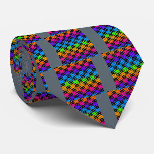 Latest Edgy Colorful Checkered Rainbow Pattern   Tie