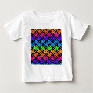 Latest Edgy Colourful Chequered Rainbow Pattern Baby T-Shirt