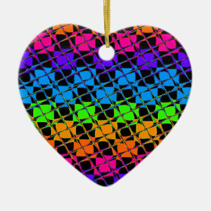 Latest Edgy Colourful Chequered Rainbow Pattern Ceramic Ornament