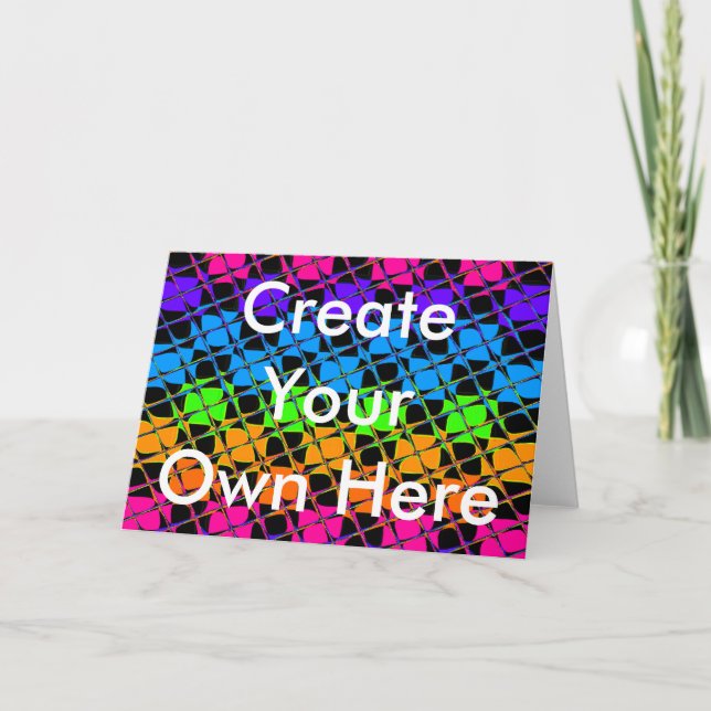 Latest Edgy Colourful Chequered Rainbow Pattern   Holiday Card (Front)