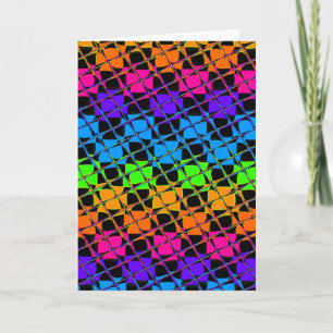 Latest Edgy Colourful Chequered Rainbow Pattern   Holiday Card