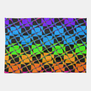 Latest Edgy Colourful Chequered Rainbow Pattern Kitchen Towel