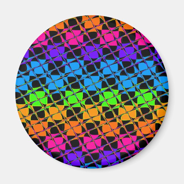 Latest Edgy Colourful Chequered Rainbow Pattern   Magnet (Front)