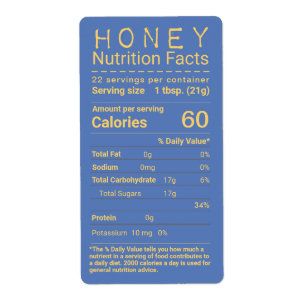 Latest FDA Compliant Honey Nutrition Facts Label
