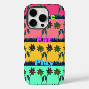 Latest floral edgy eat love play design iPhone 16 pro case