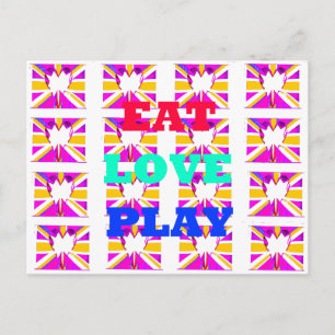 Latest Inspirational Love  Eat Play colours Postcard