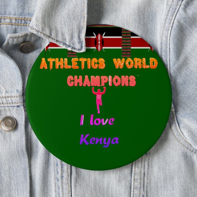 Latest Kenya Athletics  Lovers 6 Inch Round Button (In Situ)