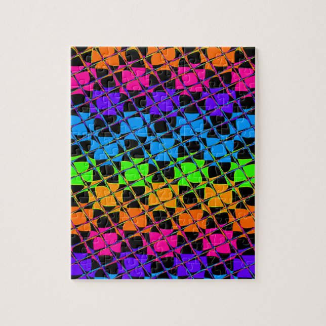 Latest lovely edgy rainbow colors checkered design jigsaw puzzle (Vertical)