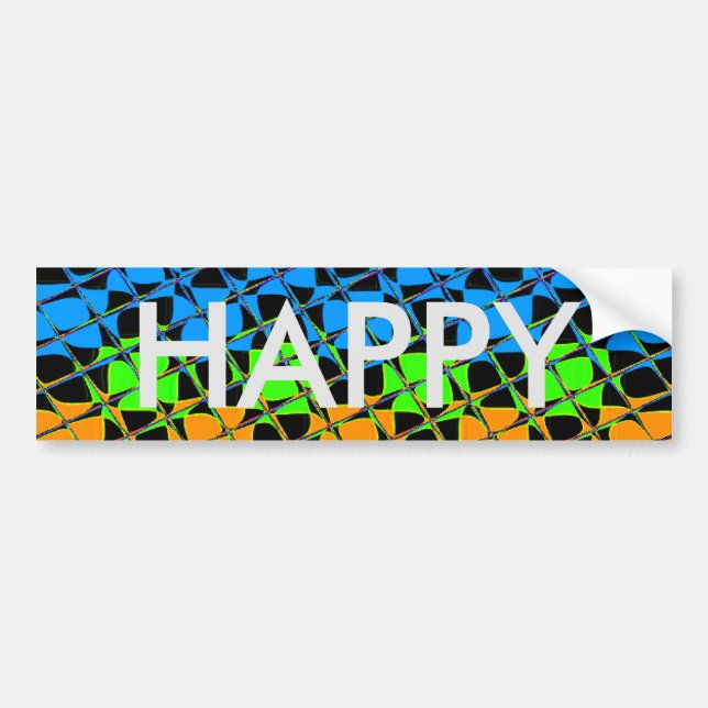 Latest lovely edgy rainbow colours chequered desig bumper sticker (Front)