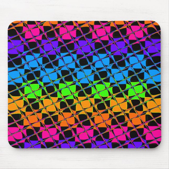 Latest lovely edgy rainbow colours chequered desig mouse pad (Front)