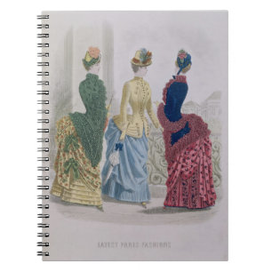 Latest Paris Fashions, three day dresses in a fash Notebook