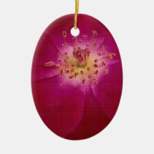 Latest Valentine Day Chequered Rose Ceramic Ornament