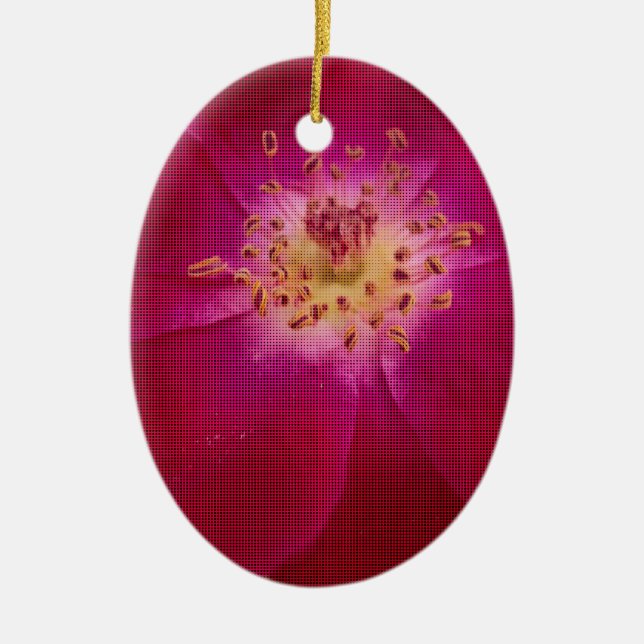 Latest Valentine Day Chequered Rose Ceramic Ornament (Front)