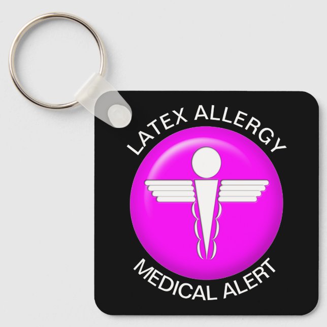 Latex Allergy Medical Alert Keychain (Front)