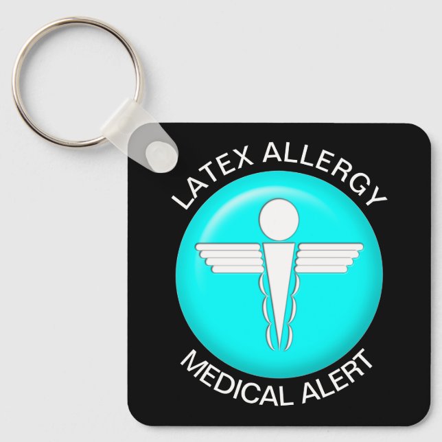 Latex Allergy Medical Alert Keychain (Front)