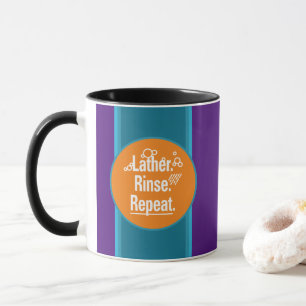 Lather Rinse Repeat Aqua Stripes Orange Spot Mug