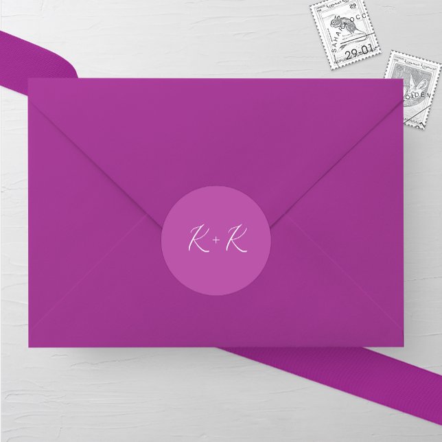Lathyrus Purple Minimalist Wedding Classic Round Sticker (Creator Uploaded)