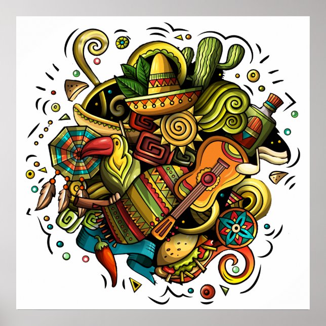 Latin America / Mexico Illustration Art Poster (Front)