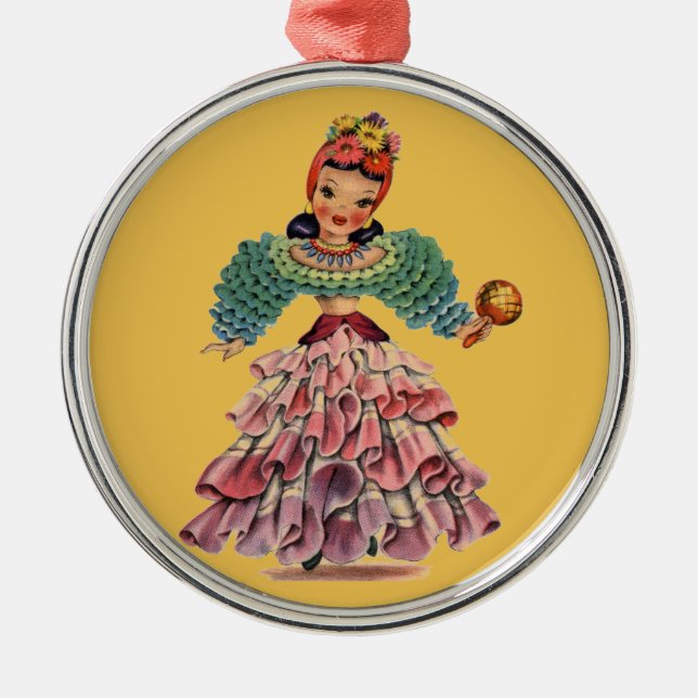 Latin Doll Metal Ornament (Front)